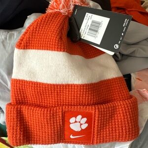 Nike Kids Clemson Orange and White Striped Beanie